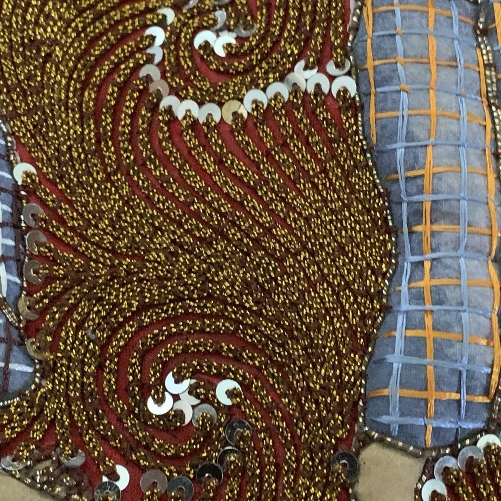 Vtg‎ Thai Burmese Kalaga Elephant Tapestry Embroidered Hand Made Beads Large